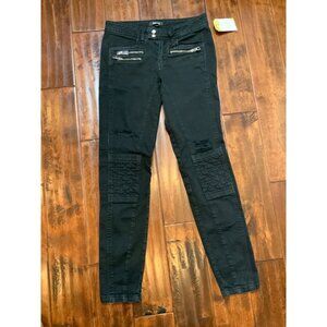 Just Cavalli Black Skinny Ankle Denim Jeans Distressed Decorative Zippers Sze 27